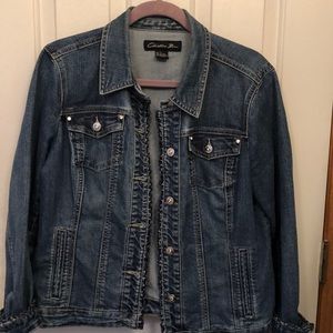 Ruffle edge jean jacket L